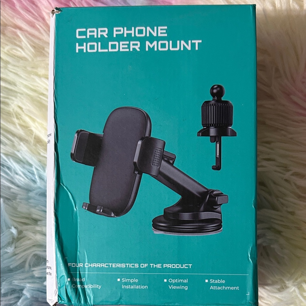 Black Car Phone Holder Mount - Universal Dashboard & Windshield Mount